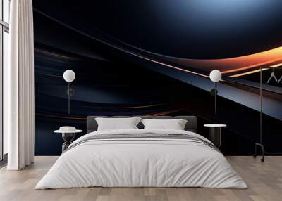 Sleek Dark Curved Lines with Orange Accents Wall mural