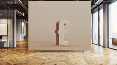 Pound sign symbol typography text type neutral backgrounds soft tones beige brown 3d illustration render digital rendering Wall mural