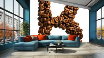 Roasted coffee bean letter B isolated on white Wall mural