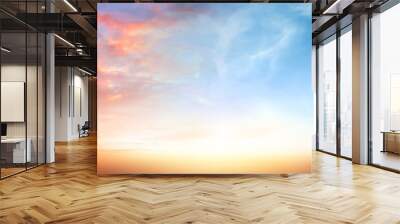 Real amazing panoramic sunrise or sunset sky with gentle colorful clouds Wall mural