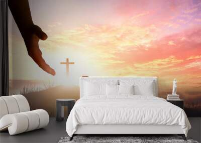 silhouette of God's helping hand concept and international day of peace . Wall mural