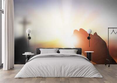 Silhouette prayer hands Wall mural