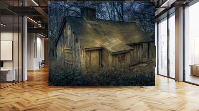 Spooky and creepy abandoned house in the woods Wall mural