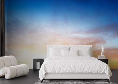 Sunset sky in the Morning with colorful orange sunrise on blue white clouds sky Background Wall mural