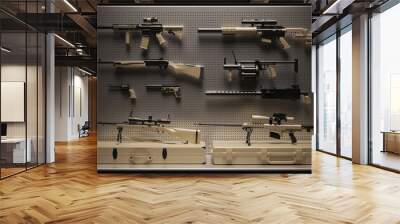 Tan Firearms Display 3d Illustration 3d Rendering Wall mural