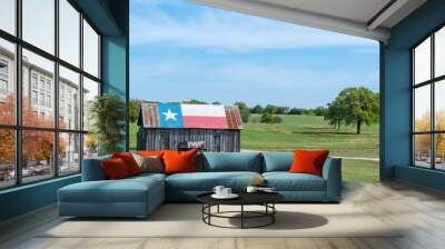 Texas Lonestar barn and rural landscape Wall mural