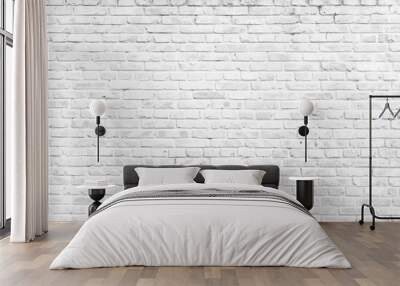 Texture background concept: white brick wall background in rural room Wall mural