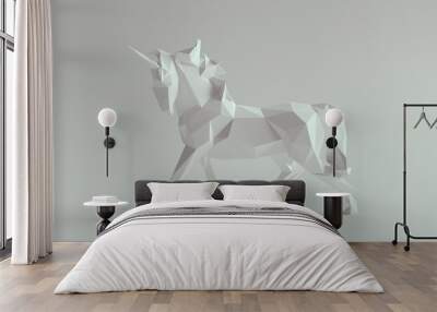 Unicorn Beautiful Fantasy Magical Creature Horse Paper Statue Animal 3d illustration render Wall mural