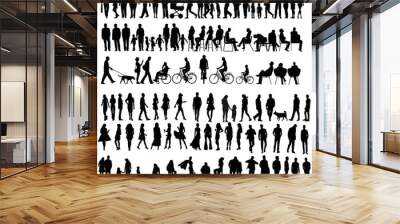 Vector silhouettes of people Wall mural