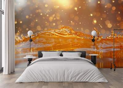 Vibrant Golden Oil Liquid Splash Generative AI Wall mural