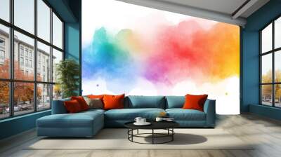 Vibrant watercolor splashes in a rainbow gradient, with delicate transitions and fluid shapes, ideal for modern art backgrounds or graphic design elements Wall mural