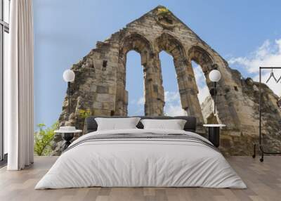 Ancient medieval church ruins in english city Wall mural