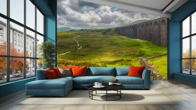 View of large Victorian viaduct in rural countryside scenery Wall mural