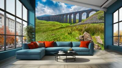 View of large Victorian viaduct in rural countryside scenery Wall mural