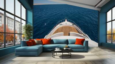 View over the bow over a large motor yacht Wall mural