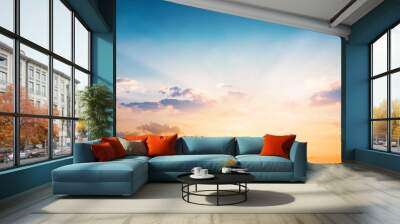 World Tourism Day concept:  Beautiful sunset sky above clouds with dramatic light Wall mural