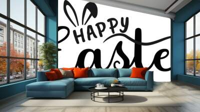 Happy Easter sign with Bunny ears on white background. ZIP file contains EPS, JPEG and PNG formats. Wall mural