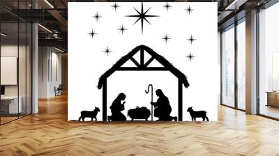 nativity scene silhouettes Wall mural