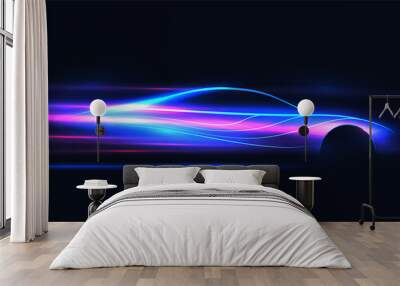 Side view neon glowing sport car silhouette. Abstract modern styled vector illustration. Wall mural