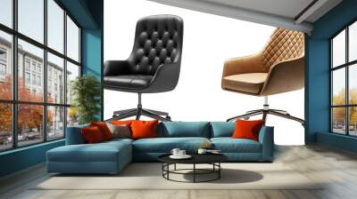 Collection of Luxurious office chairs, on transparent background Wall mural