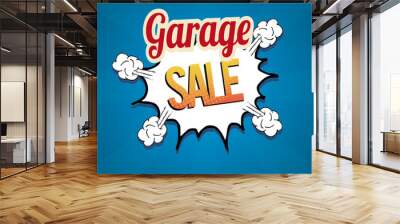 garage sale illustrator over retro background Wall mural