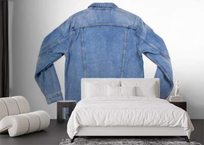 Back view - blue jeans jacket isolated on white background, denim jacket close up, Wall mural