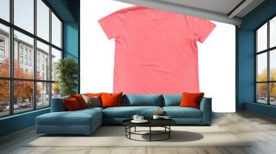 Back view of pink tshirt template ready for your own graphics, t-shirt isolated on white background mock up, pink t shirt template ready for further modification isolated on white with working path Wall mural