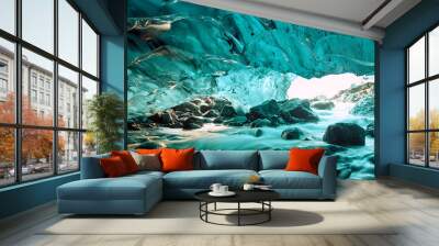 Iceland, Glacier caves  Wall mural