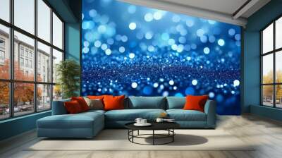 blue bokeh glittering shining background Wall mural