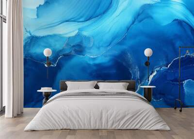 gradient grunge liquid watercolor color blue abstract deep banner paint ocean fluid background texture Wall mural