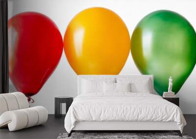 red yellow green orange colorful balloons isolated on transparent background cutout Wall mural