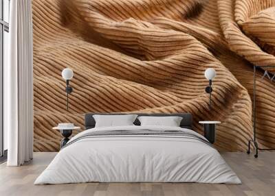 tan corduroy fabric closeup of surface material texture Wall mural