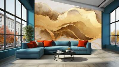 watercolor art background with gold abstract painting on rough sand paper texture Wall mural