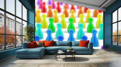 crowd of colored pawns Wall mural