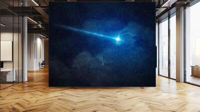 falling star shining in starry night sky Wall mural