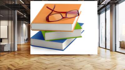 glasses on a stack of books Wall mural