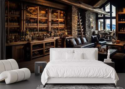 A Captivating Glimpse into Saalbach's Exquisite Traditional Wine Cell  Wall mural