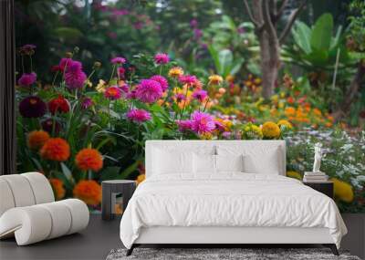 Blooming Beauty: An Array of Flowers in the Chiangmai Garden, Thailand Wall mural