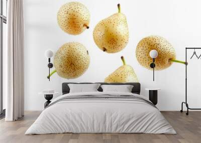 Capturing the Beauty of a Falling Asian Pear (Snow Pear or Nashi Pear) in Mid-Air: Stunning Isolated Wall mural