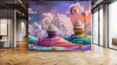 Celebrating Two Decades with a Delicious Cupcake Landscape Wall mural