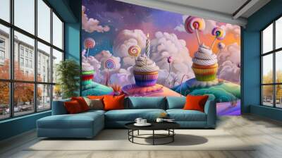 Celebrating Two Decades with a Delicious Cupcake Landscape Wall mural