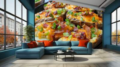 Cheesy Bacon-Stuffed Baked Potatoes --ar 4:3 Wall mural