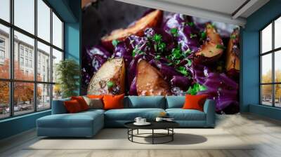 Delectable Duo: Braised Red Cabbage and Roasted Pears Wall mural