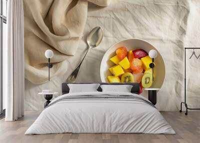 Elegant Neutral Tones: A Delectable Fruit Bowl Display Wall mural