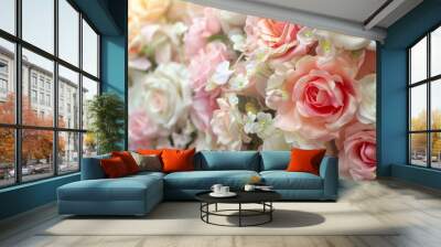 Exquisite Bridal Arrangement: A Close-Up of Luxury Wedding Flowers and Ornamental Plants Wall mural