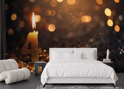 Golden Candle Four: Celebrating 4 Years of Sparkling Festivities! A Universal Holiday Banner with Co Wall mural