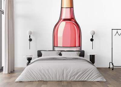 illustration of wine bottle with a blank label on the white background Wall mural