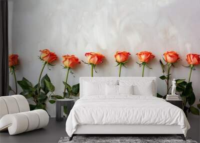 Orange Roses: A Romantic Backdrop for Special Occasions Wall mural