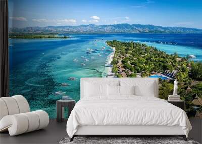 Paradise from Above: Gili Trawangan Aerial 7:4 Wall mural