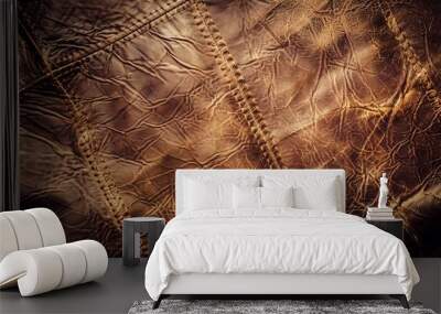 Rich and Versatile: Abstract Brown Leather Texture for Stunning Backgrounds - AR 7:4 Wall mural